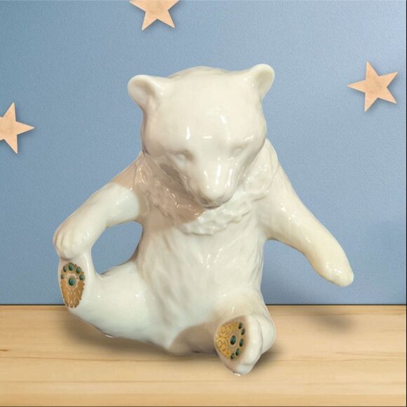 Vintage 1991 Lenox Jewels China Jeweled Collection Sitting Bear 4” Tall - Picture 2 of 8